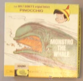 Cine: Pinocho - PInocchio. Monstro the whale. Walt Disney. Super 8. Color. Sonora